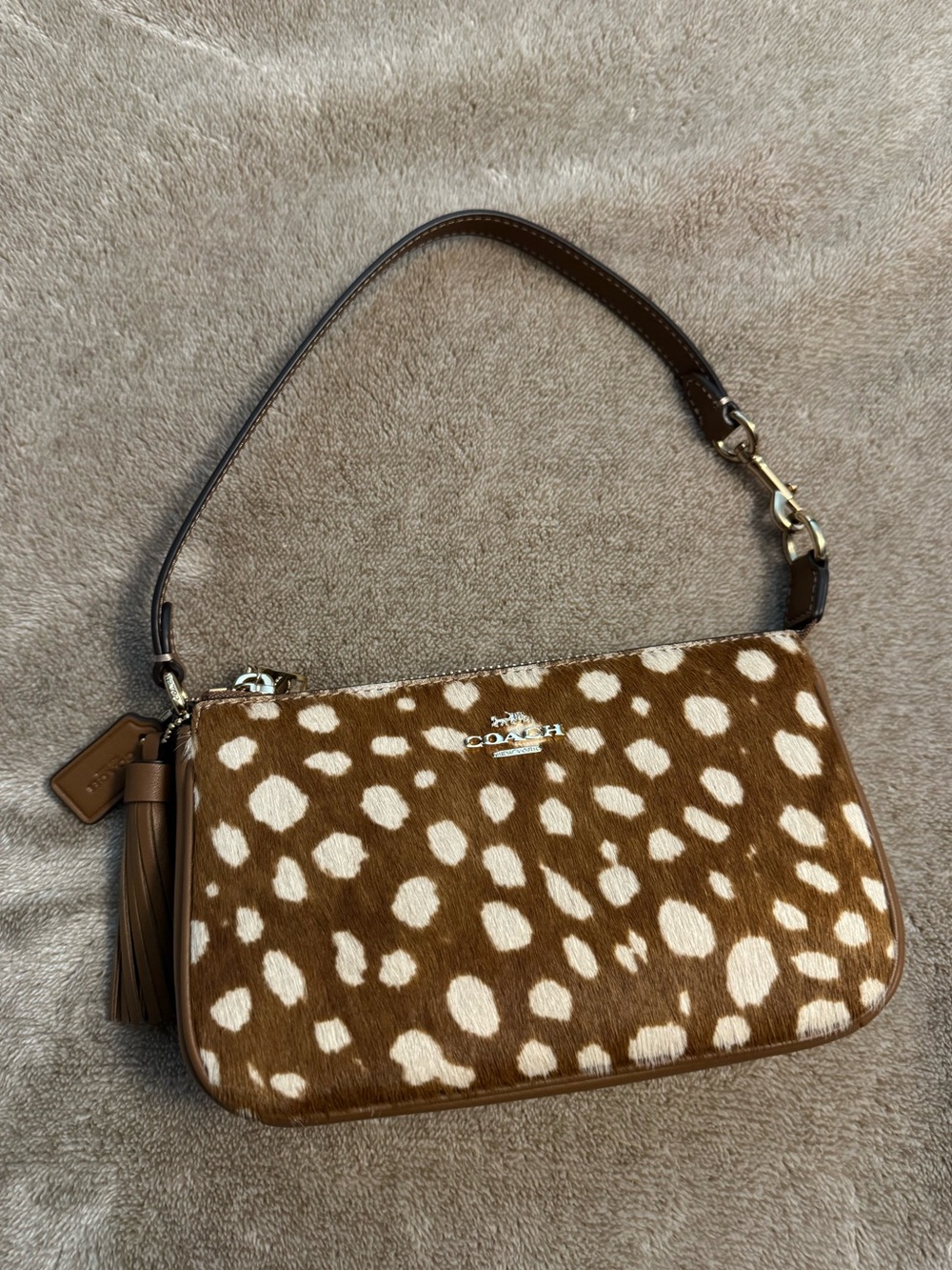 Coach Nolita 19 Brown and White Spotted Haircalf Shoulder Bag